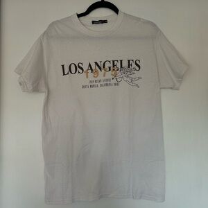 Boohoo White Graphic 'Los Angeles 1975' Short Sleeve Tee